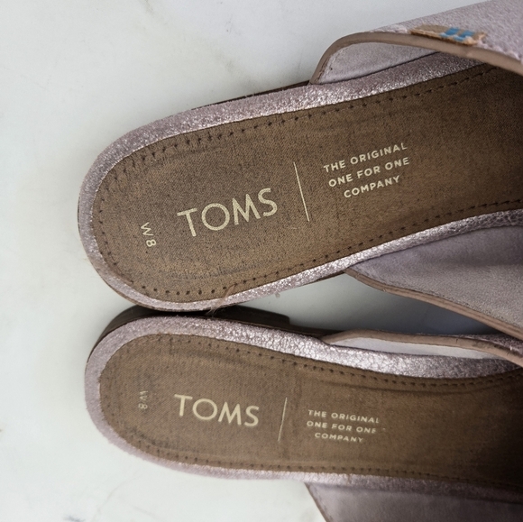 Tom’s Pink Metallic Jutti Mule Slip-on Flats Size 8 - Picture 4 of 15